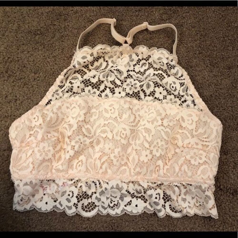 Xhilaration light pink lace racer back bralette M